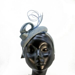 fascinator in crine con volute azzurro, cappello cerimonia