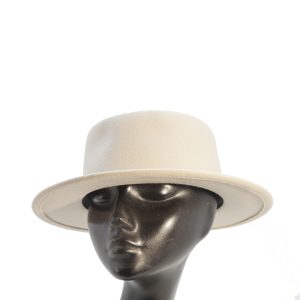 canottier in feltro di lana, beige, produzione Seeberger
