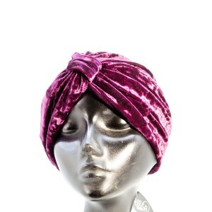 Turbante in velluto di cotone bordeaux