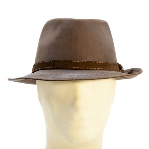 Trilby in ecopelle, impermeabile, marrone