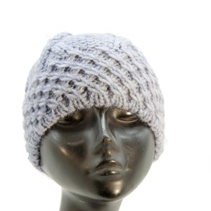 Cuffia in misto lana intrecciata glicine