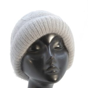 Cuffia in misto lana ed angora grigio