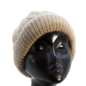 Cuffia in misto lana ed angora beige
