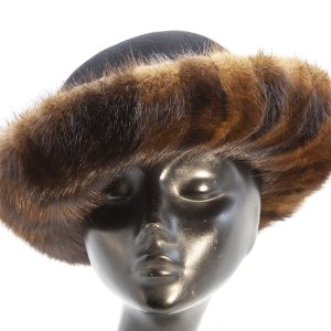 cappello in feltro di pelo lapin con bordo in visone