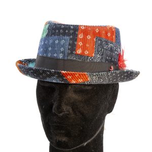 Cappello modello "Pork Pie" in velluto fantasia
