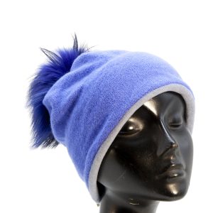 Cuffia in lana e cashmere azzurra