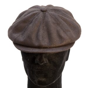 Berretto in ecopelle marrone