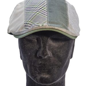 Berretto in lino, patchwork verde