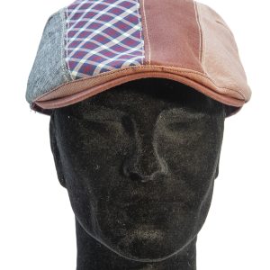 Berretto in lino patchwork bordeaux