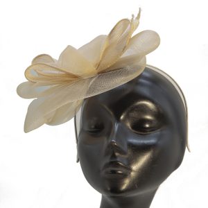 Fascinator in sisal e crine, rosa, pezzo unico