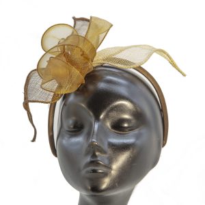 Fascinator in sisal e crino color bronzo